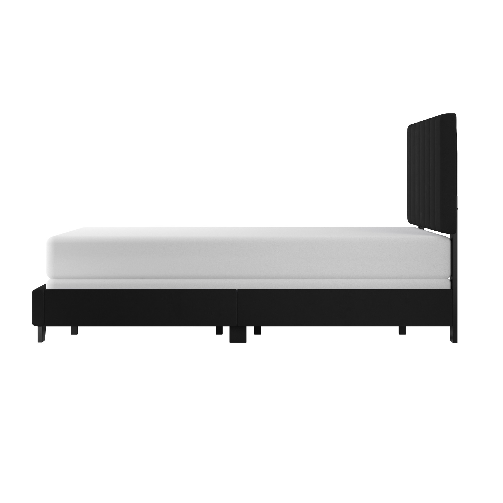 Reece Channel Stitched Upholstered Queen Bed, Black, by Hillsdale Living Essentials