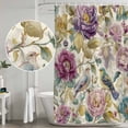 thumbnail image 5 of Spring Flowers Shower Curtain, Waterproof Shower Curtains for Bathroom, Farmhouse Botanical Blossom Floral Birds Washable Fabric Bathtub Curtain Set Bath Decor with 12 Hooks Extra Long 72"x96", 5 of 8