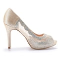 thumbnail image 3 of DREAM PAIRS Women's Peep Toe Wedding Party Glitter High Heels Dress Pump Shoes DIVINE-01 GOLD Size 6, 3 of 3