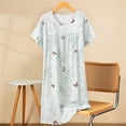 thumbnail image 2 of Chemise de Nuit pour Femmes, Manches Courtes à Col Rond Imprimé, Robe d'Allaitement, Rayonne Spandex Douce, Robe de Détente Longueur Genou, 2 of 5