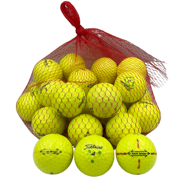 Golf Ball Planet - Tour Speed Yellow Recycled Golf Balls for Titleist (24 Pack, 4A / Near Mint)