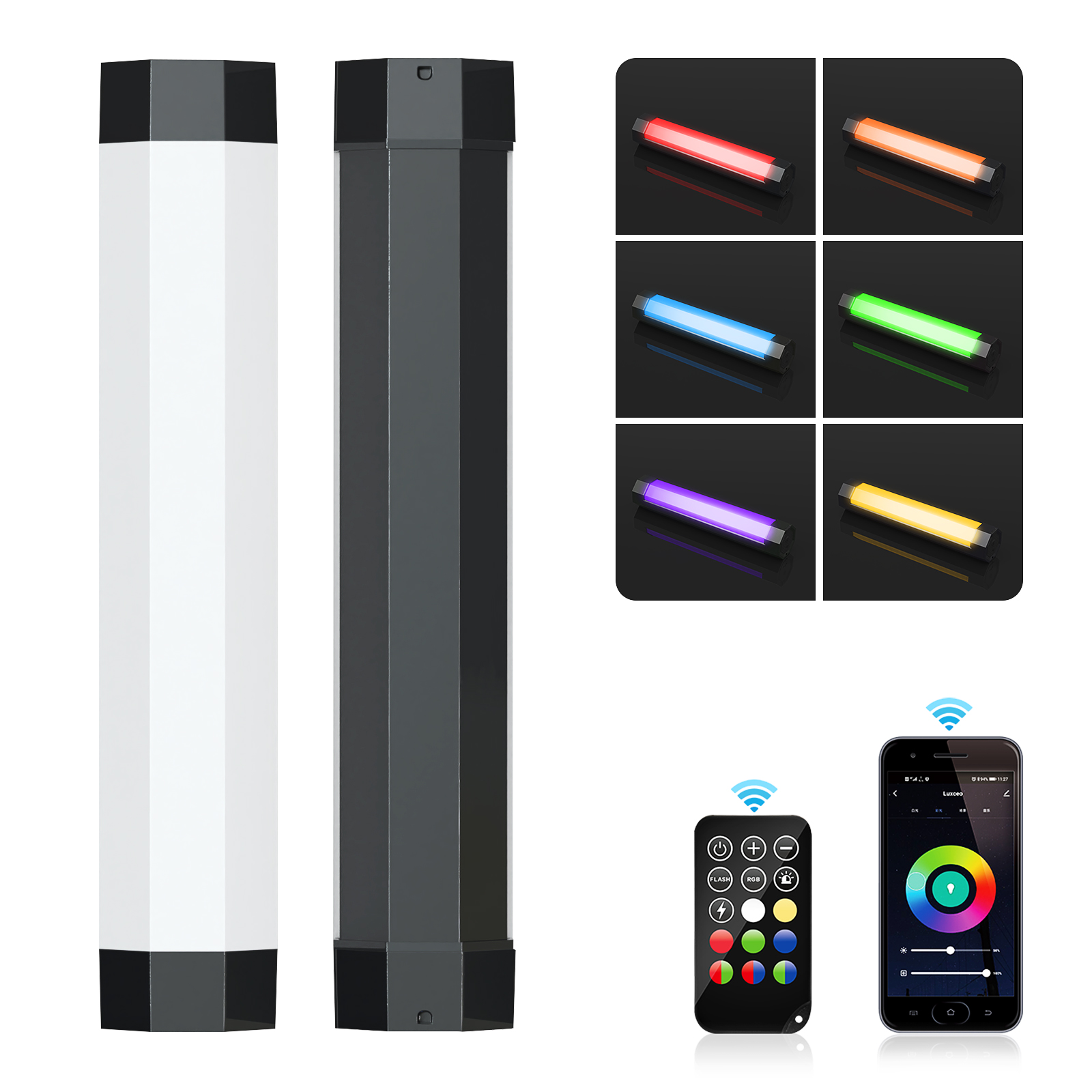 LUXCEO P200 Bacchetta LED RGB Per Video E Foto – Controllo APP E Telecomando, IP67, Magneti Integrati, Batteria 4000mAh Con Power Bank, CRI≥95, 3000K-6000K Dimmerabile