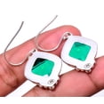 thumbnail image 2 of Emerald Quartz (Simulated) Gemstone 925 Sterling Silver Bali Earring 1.48" A17, 2 of 2