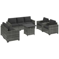Resenkos Patio Furniture Set, Outdoor Sectional Furniture, PE Rattan, Gray
