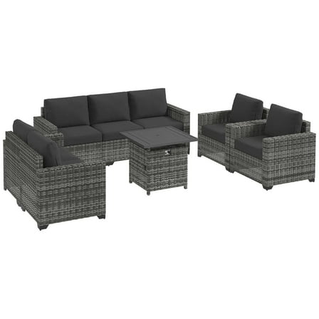 Resenkos Patio Furniture Set, Outdoor Sectional Furniture, PE Rattan, Gray
