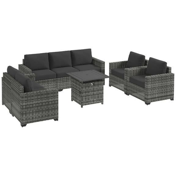 Resenkos Patio Furniture Set, Outdoor Sectional Furniture, PE Rattan, Gray