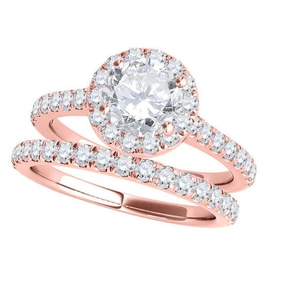 Aonejewelry 3/4 Ct. Diamond Engagement Bridal Ring Set 14K Solid Rose Gold