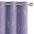 thumbnail image 1 of Deconovo Cortinas opacas con estampado de ondas doradas para dormitorio, con aislamiento térmico para sala de estar, oscurecedoras (morado claro/ondas, 107 x 137 cm, 2 paneles), 1 of 7