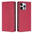 thumbnail image 2 of Leather For iPhone 14 Pro , RFID Blocking Protection, Playful Cats Embossed Flip Wallet Leather Case With Card Holder Magnetic Closure  Phone Cases Cover,Red,For iPhone 14 Pro, 2 of 7