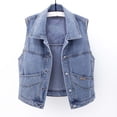 thumbnail image 5 of Delayuji Womens Denim Vest Top Button Down Waistcoat Frayed Sleeveless Ripped Jacket Tank Top Y2K Vest with Pockets Blue M, 5 of 6