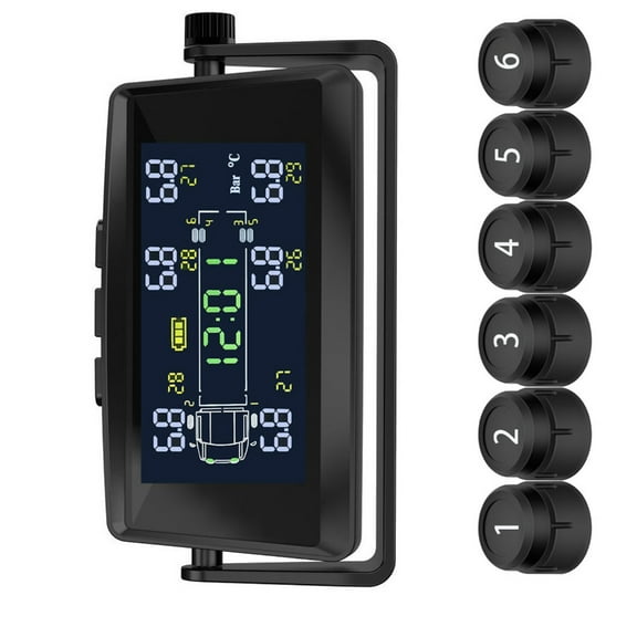 Sinyiin Wireless TPMS with Temperature Display Pressure Monitoring System for 6 Tires
