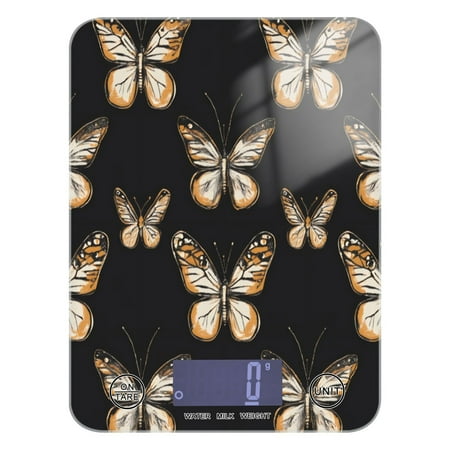 

Kitchen Electronic Scale Food Scale 7.68x5.71 inch Multifunctional Digital Kitchen Scale Tempered Glass Decorative Baking Cooking Meal Preparation Yellow Butterfly Seamless