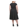thumbnail image 2 of Tommy Hilfiger Women's Short Sleeve Jewel Neck Midi A Line Formal Dress Plus Black Size 22W, 2 of 3