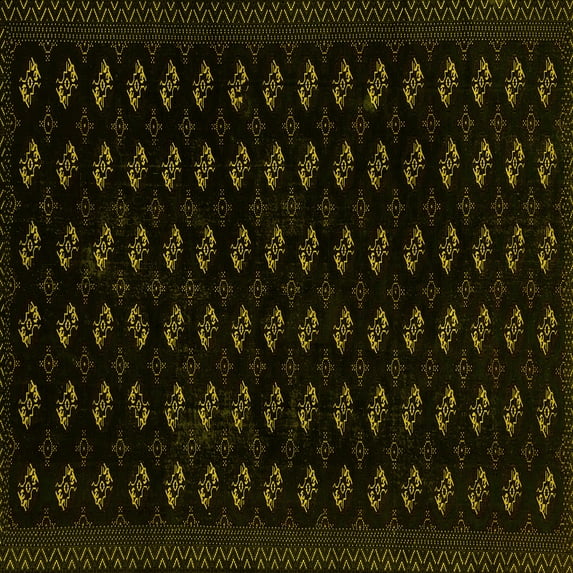 Ahgly Company Machine Washable Indoor Square Abstract Yellow Modern Area Rugs, 4' Square