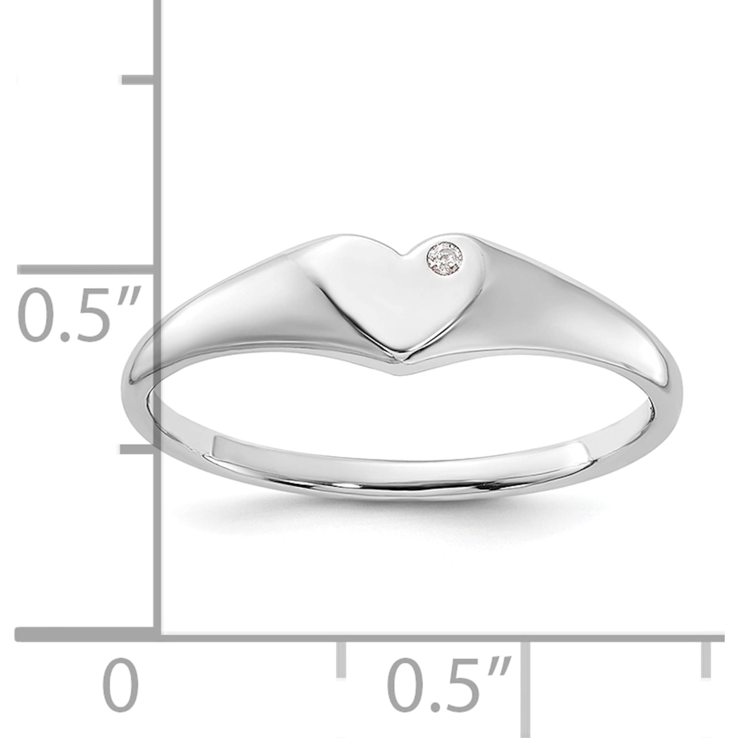 Amazon Essentials Heart Signet Ring - Rhodium Plated Silver, Size 9, Hypoallergenic, 1.7mm Band - View #2