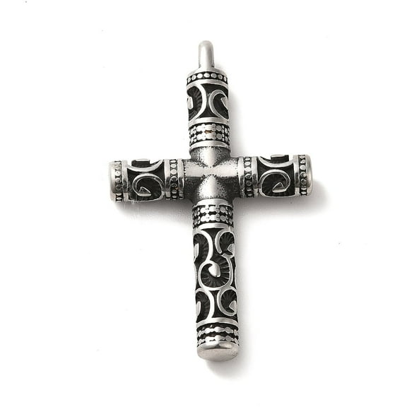5 pc 304 Stainless Steel Pendants Cross Charm Antique Silver 42.5x25.5x5mm Hole: 3.5x3mm