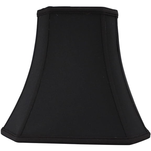 Black Silk Cut Corner Square Bell 16 Inch Lampshade with Matching Harp and Finial