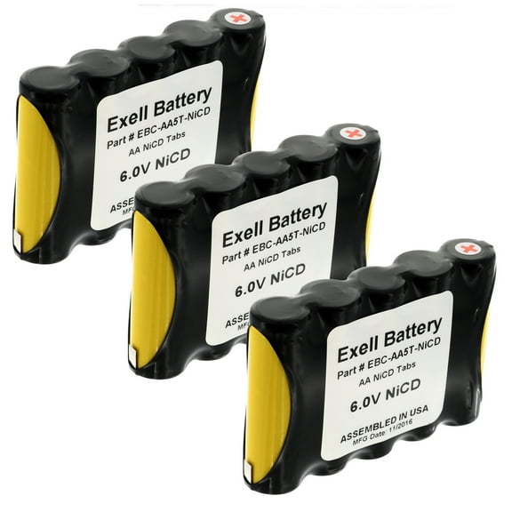 3pc Exell 6V 1000mAh (5xAA) NiCd Custom Battery Pack w/ Tabs