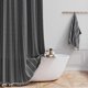 thumbnail image 1 of BTTN Cortina de ducha de 78 pulgadas de largo – Juego de cortinas de ducha de tela de lino grueso a rayas con ganchos, cortinas de ducha de tela de lujo rústicas altas para baño – gris carbón – 72 x 7, 1 of 1