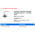 thumbnail image 2 of Automatic Transmission Solenoid - Compatible with 1971 - 1977 GMC Sprint 1972 1973 1974 1975 1976, 2 of 2
