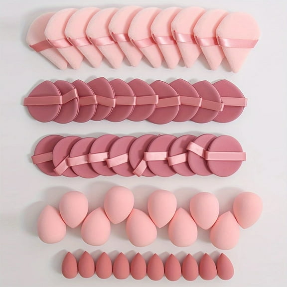 FORICOM 50 Pieces Professional Makeup Sponge Set,Latex Free Flawless Soft Setting Face Puffs,Multicolor Beauty Sponge Blender Cosmetic Applicator for Powder,Facial Makeup Tools(rose pink)