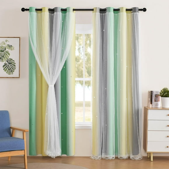 Cortinas opacas XiDi Star para habitación de niñas, 86 x 160 cm