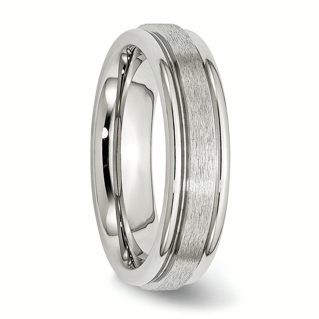 Primal Steel Stainless Steel with Satin Center 6mm Grooved Edge Band