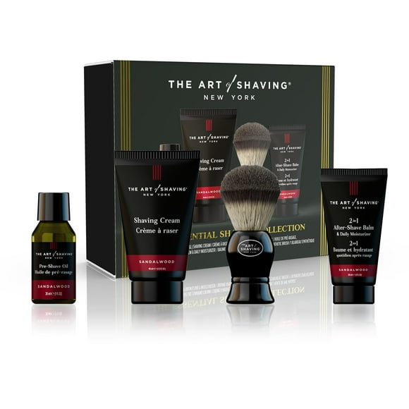 The Art of Shaving Sandalwood 4-in-1 Trial Kit – Pre-Shave Oil, Shaving Cream, Shaving Brush & After-Shave Balm – Protects A