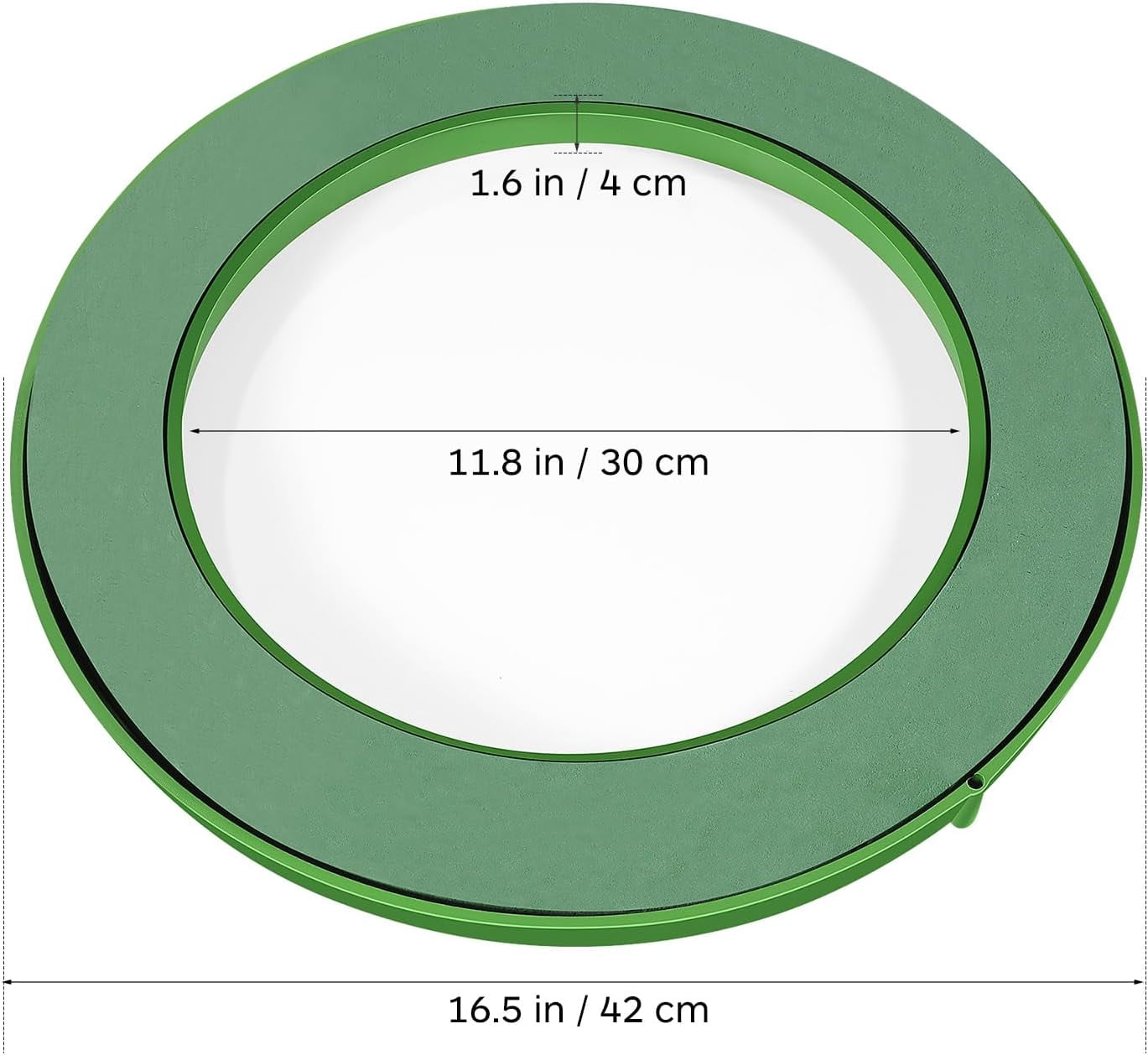 ABPETE Floral Foam with Sucker, 16.5 Inch Round Floral Wet Foam Ring Artificial Arrangements Mud for DIY Flower Arrangement, Wedding Car Decoration Tool, Green