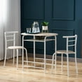thumbnail image 5 of Ktaxon 3 Piece Dining Set, Compact 2 Chairs and Table Set with Oval Tabletop Small Kitchen Dining Set for 2, Perfect for Apartment & Small Spaces, White & Natural, 5 of 6
