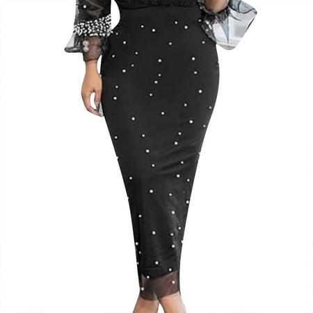 

QYZEU Maternity Skirt Over The Belly Tulle Midi Skirt Omen S Elegant Net Beaded Long Skirt