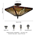 thumbnail image 3 of Miumaeov 14-inch Tiffany Semi Flush Mount Ceiling Lights Stained Glass LED Ceiling Lamp 2-Light Baroque Style Hanging Light Fixture for Dining Room Bedroom, 3 of 15
