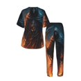 thumbnail image 4 of Womens Pajamas Set Loungewear Short Sleeve Top Pants Soft Sleepwear Pjs Sets, Grim Reaper On Fire Cool Art, 4 of 6