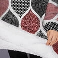thumbnail image 3 of Oversized Wearable Blanket Hoodie,Red and Black Ethnic Geometric Pattern Sherpa Blanket Hoodie with Super Pockets,Super Warm Fuzzy Pullover for Women & Men, 3 of 6