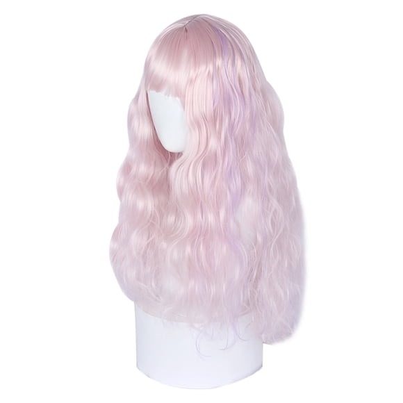 Humano Cabello Pelucas para Mujeres 26 Rosa Rizado Peluca con Peluca Gorra