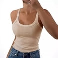 thumbnail image 3 of Women Spaghetti Strap Scoop Neck Ribbed Tank Tops Slim Fitted Cotton Basic Sleeveless Layering Shirts L, 3 of 5