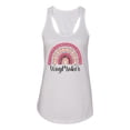 thumbnail image 3 of Waymaker Rainbow Inspirational/Christian Ladies Racerback Tank Top, White, Small, 3 of 5
