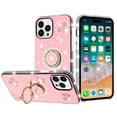 thumbnail image 5 of Designed for Samsung Galaxy A36 Diamonds Bling All Around Edges Sparkly Glitter Hybrid with Ring Stand Holder Fashion Good Luck Phone Case Cover - Pink, 5 of 10