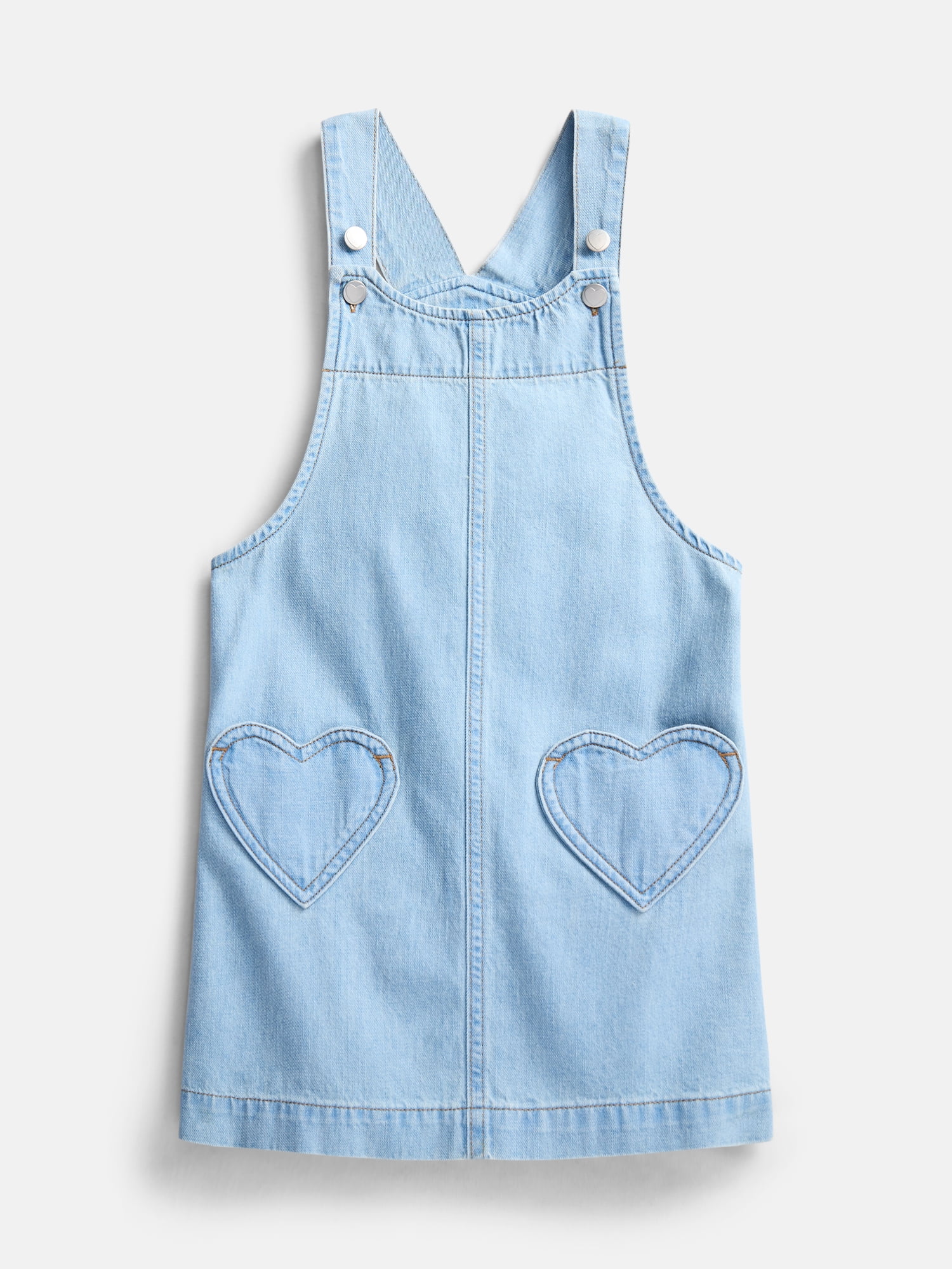 Wonder Nation Little Girls Tee and Pinafore, 2-Piece Outfit Set, Sizes 4-10