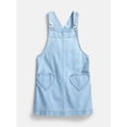 thumbnail image 2 of Wonder Nation Little Girls Tee and Pinafore, 2-Piece Outfit Set, Sizes 4-10, 2 of 3