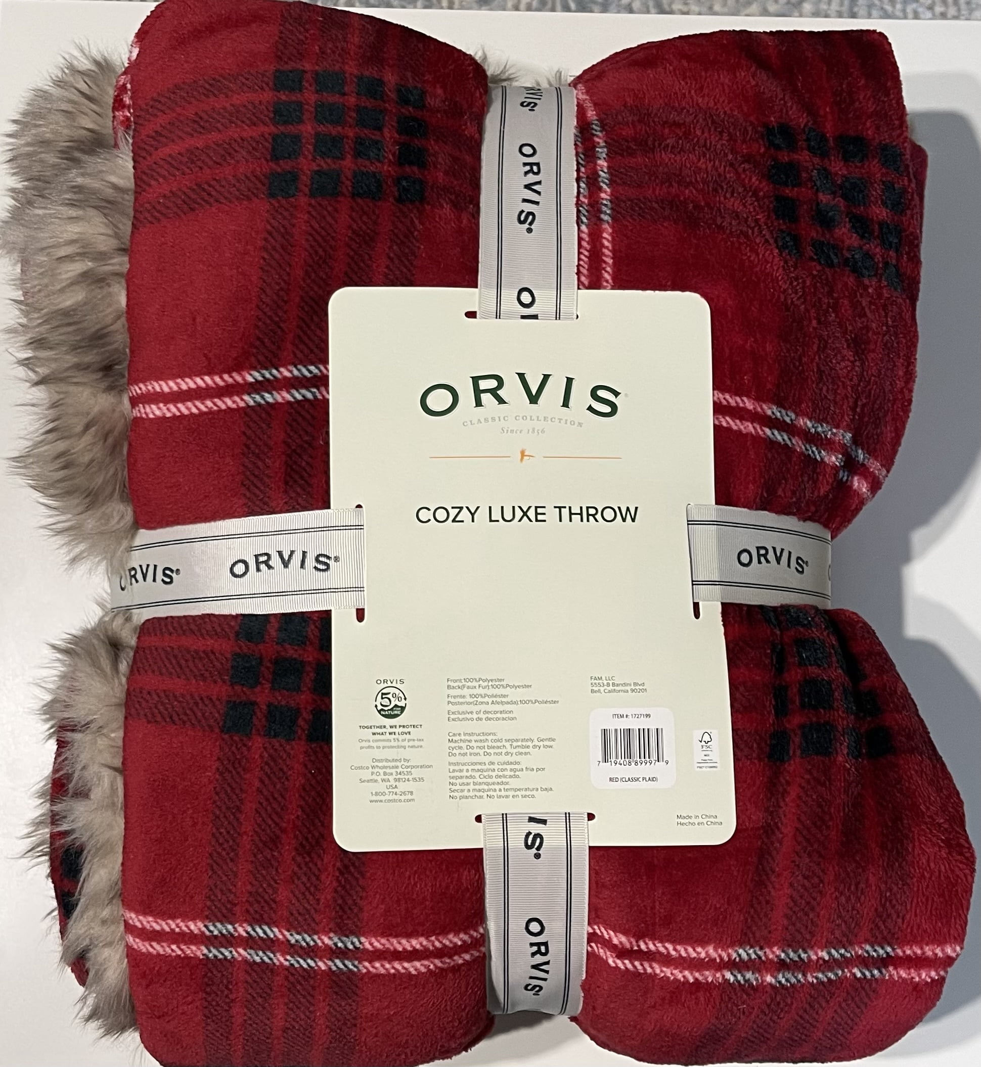 Orvis Cozy Luxe Throw 60 in X 70 in (Red)