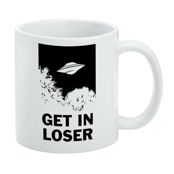 Get in Loser UFO Alien Abduction Funny Humor White Mug