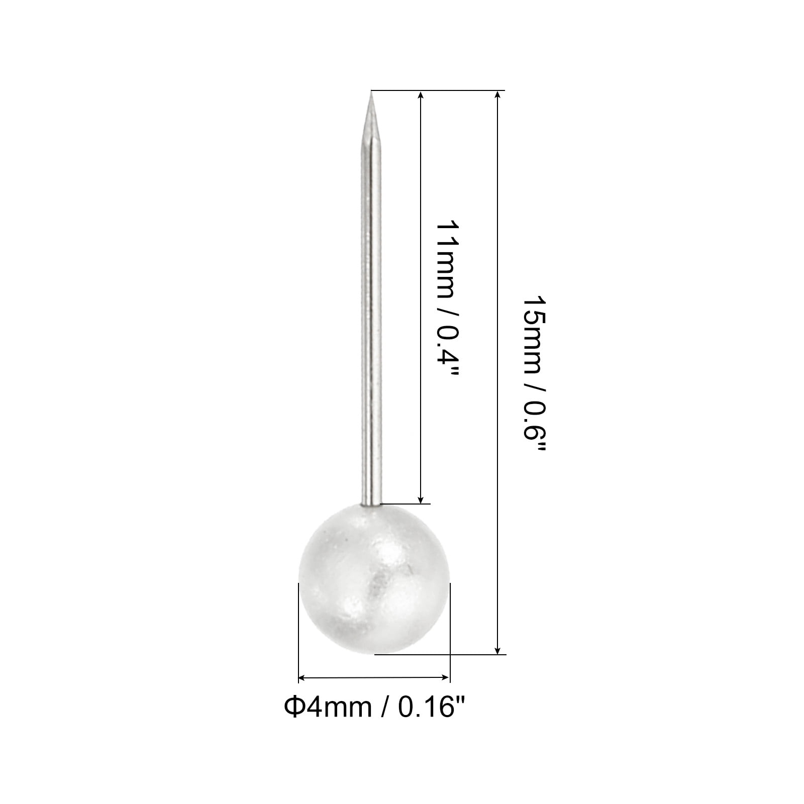 Unique Bargains Push Pins, Round Head Map Tacks Thumb Steel Point Pearl White