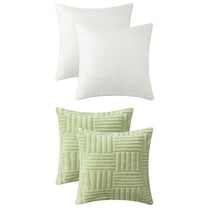 Unique Bargains 4 Pcs Modern Couch Sofa Home Throw Pillow Covers White/Green