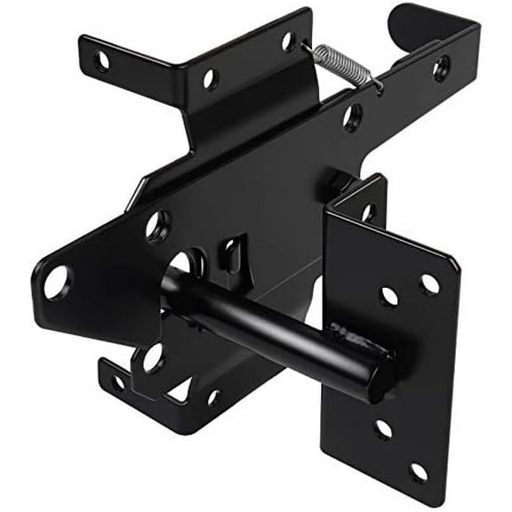 Gate Latches for Wooden Fences Heavy Duty Post Mount Automatic Gravity Lever Spring Self Locking Hardware Wood/Vinyl Fence Gate  for Secure Pool/Yard/Garden,Black Finishing,Steel