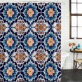 thumbnail image 3 of Orange Blue Waterproof Fabric Shower Curtain,Morocco Boho Abstract Floral Ethnic Tribal Waterproof Fabric Shower Curtain for Bathroom Curtains Bathtubs Shower Curtains with 12 Hooks Standard 66x72, 3 of 8