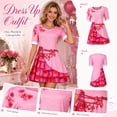 thumbnail image 2 of Descendant Series Halloween Costume,Pink Princess Dress Up Outfits,Halloween Cosplay Party Dress for Women,Size 2XL, 2 of 9