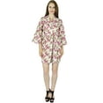 thumbnail image 5 of Bimba Women Short Cotton Robe Floral Print Getting Ready Bridesmaid Robes- White, 5 of 5