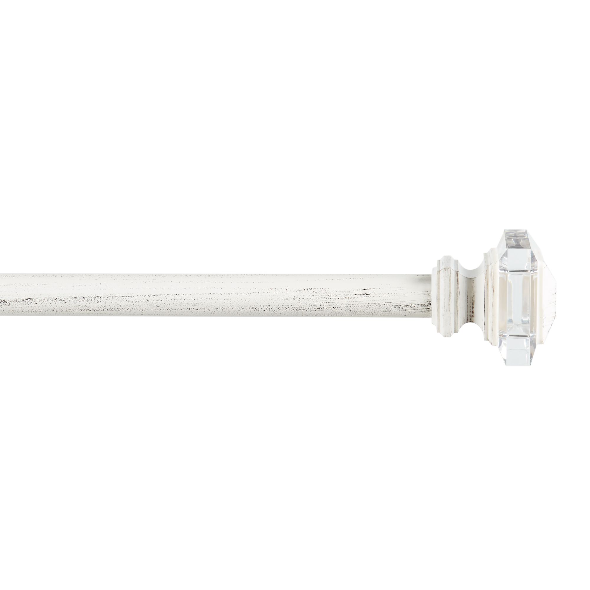 Exclusive Home Prism 1" Curtain Rod and Coordinating Finial Set, Distressed White, Adjustable 36"-72"