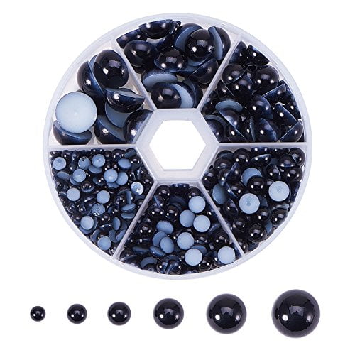 PH PandaHall 690pcs 6 Sizes Flat Pearls for Nails Flat Back Pearl Cabochon Glue on Pearls for Cup Shoes Scrapbooking Embellishment Wedding Dress